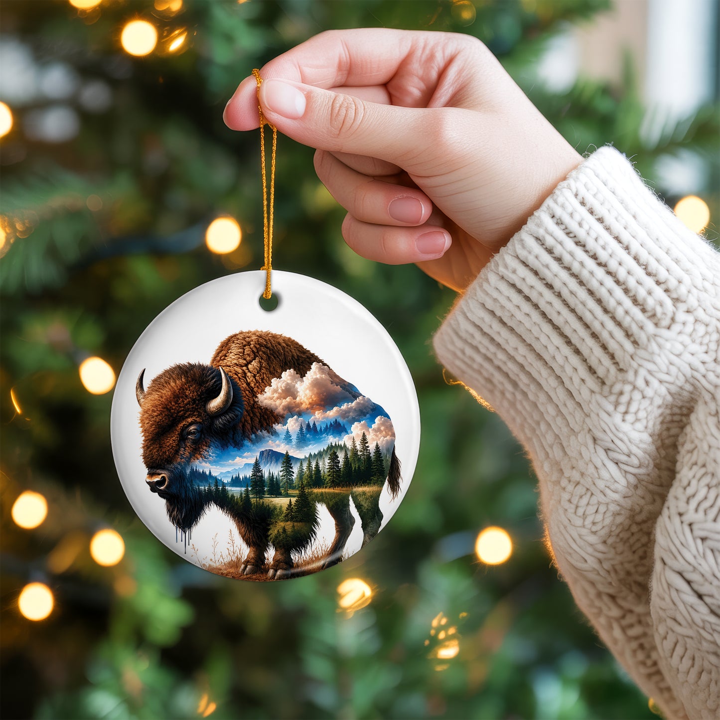 Native Bison Spirit Christmas Ornament – Indigenous-Inspired Decor