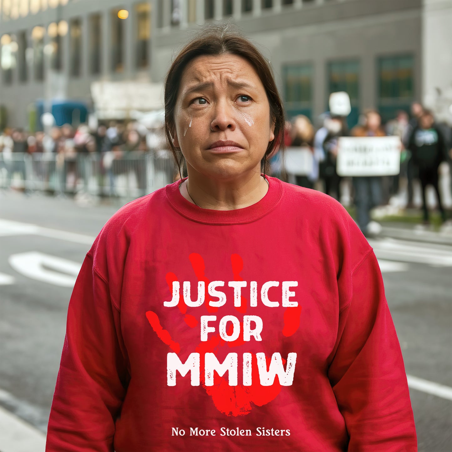 Justice for MMIW No More Stolen Sisters Red Hand Unisex T-Shirt/T-Shirt V-Neck/Hoodie/Sweatshirt