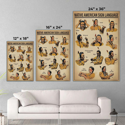 Native American Sign Language - Plains Indian Hand Talk Chart for History & Culture Poster