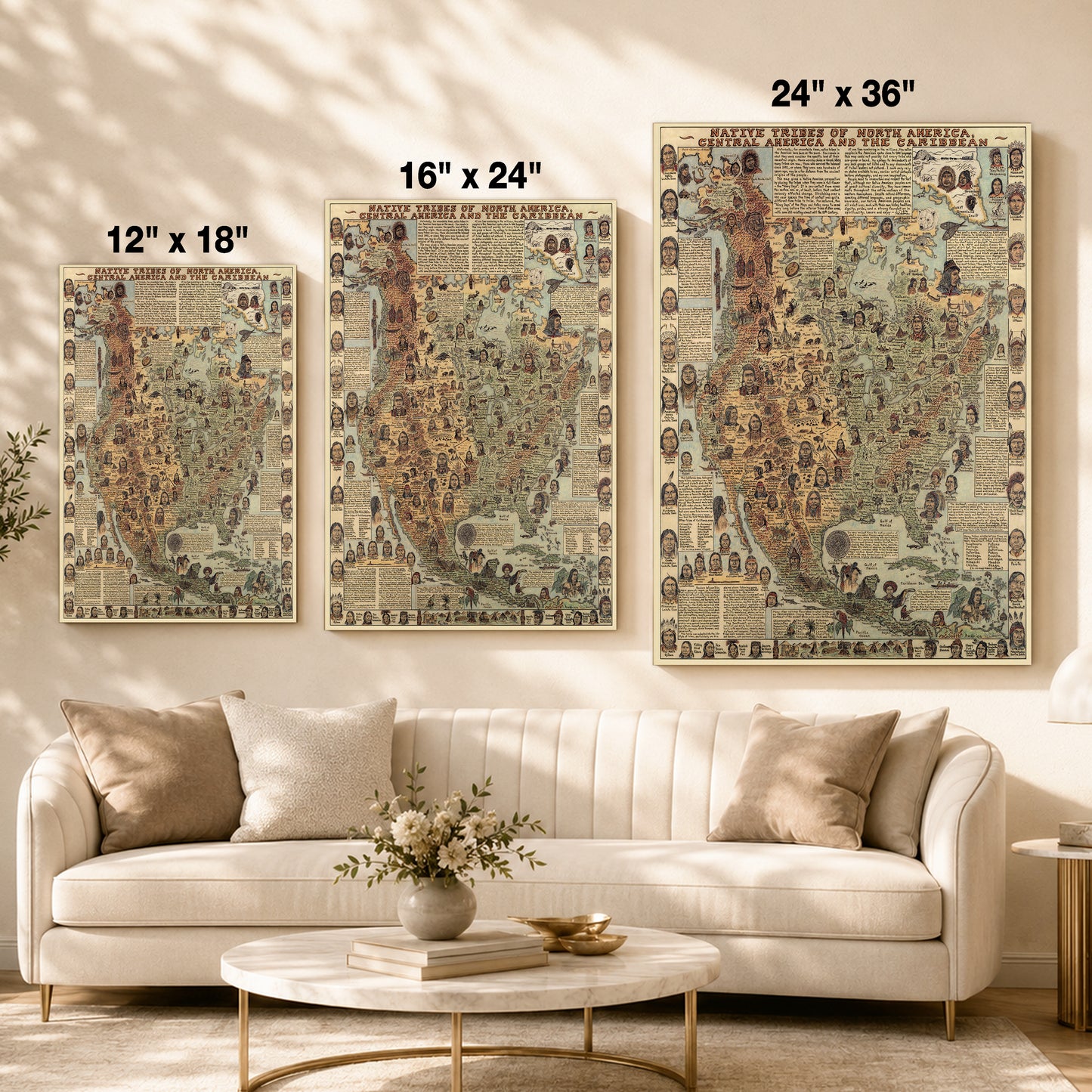 Native Tribes of North American central America and the Caribbean Maps Poster