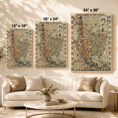 Native Tribes of North American central America and the Caribbean Maps Poster