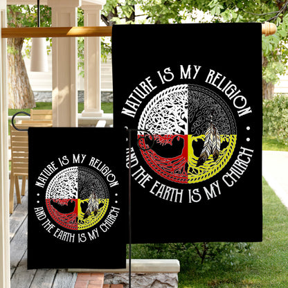 Nature Is My Religion Earth Is My Church Flag Medicine Wheel