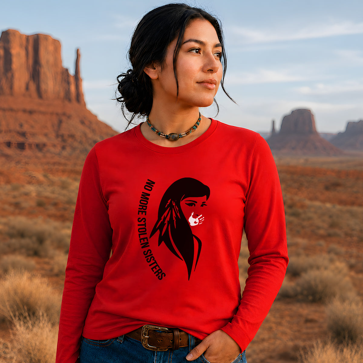 No More Stolen Sisters Red Hand - Remember & Honor Unisex Long Sleeve