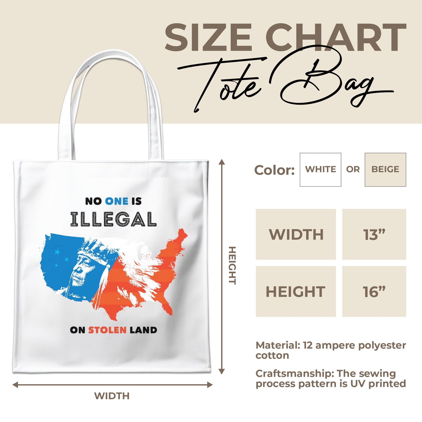 NO ONE IS ILLEGAL ON STOLEN LAND. WE WALK ON NATIVE LAND - Tote Bag S22