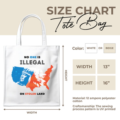 NO ONE IS ILLEGAL ON STOLEN LAND. WE WALK ON NATIVE LAND - Tote Bag S22