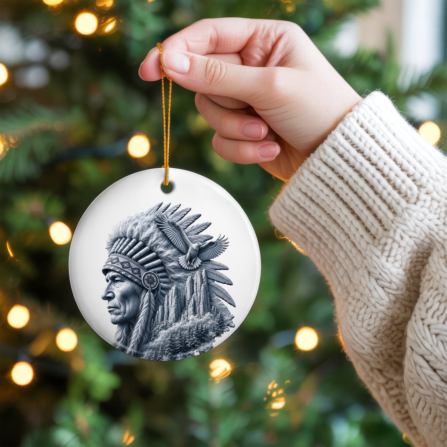 Keeper of the Mountain Eagle Native Christmas Ornament – Indigenous Heritage-Inspired Holiday Decor