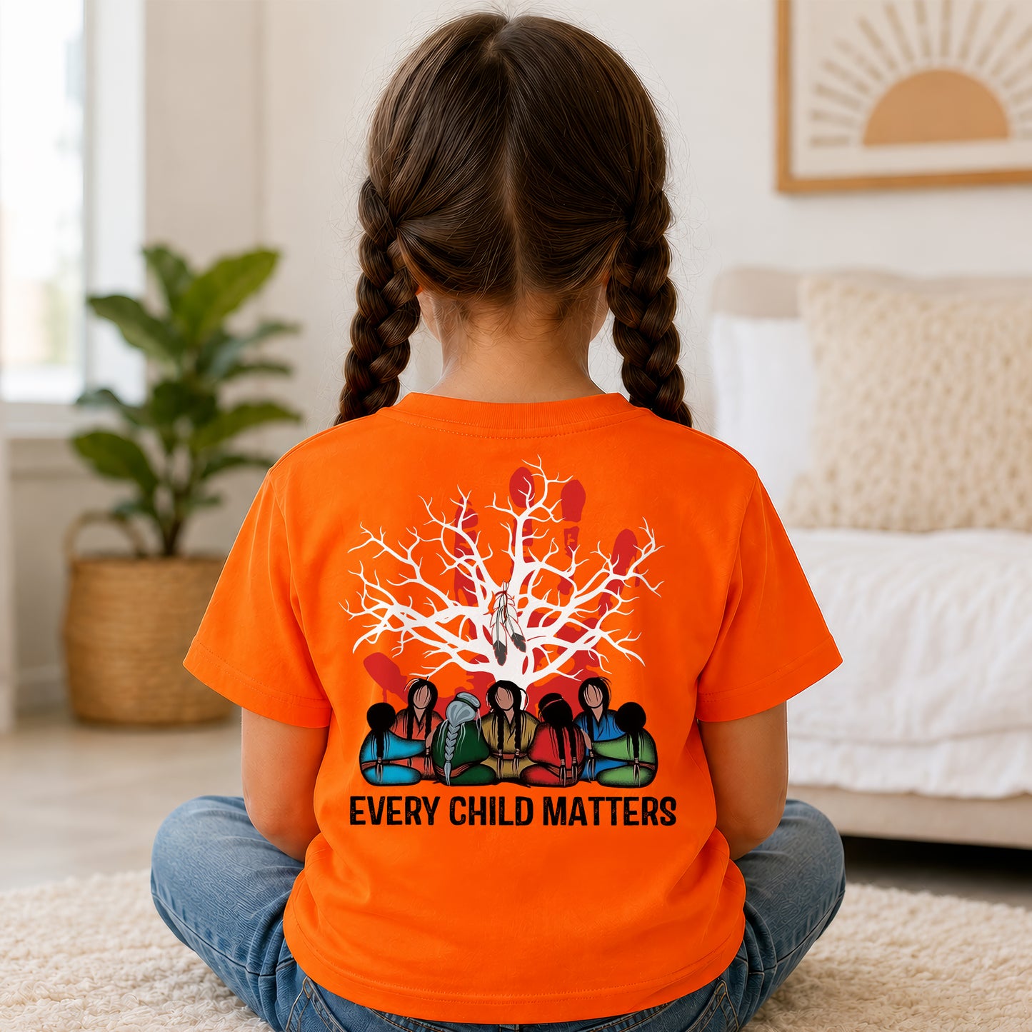 Every Child Matters Indigenous Roots Red Hand Design For Orange Shirt Day - Two sides - Unisex T-shirt/V-neck T-shirt/Hoodie/Sweatshirt