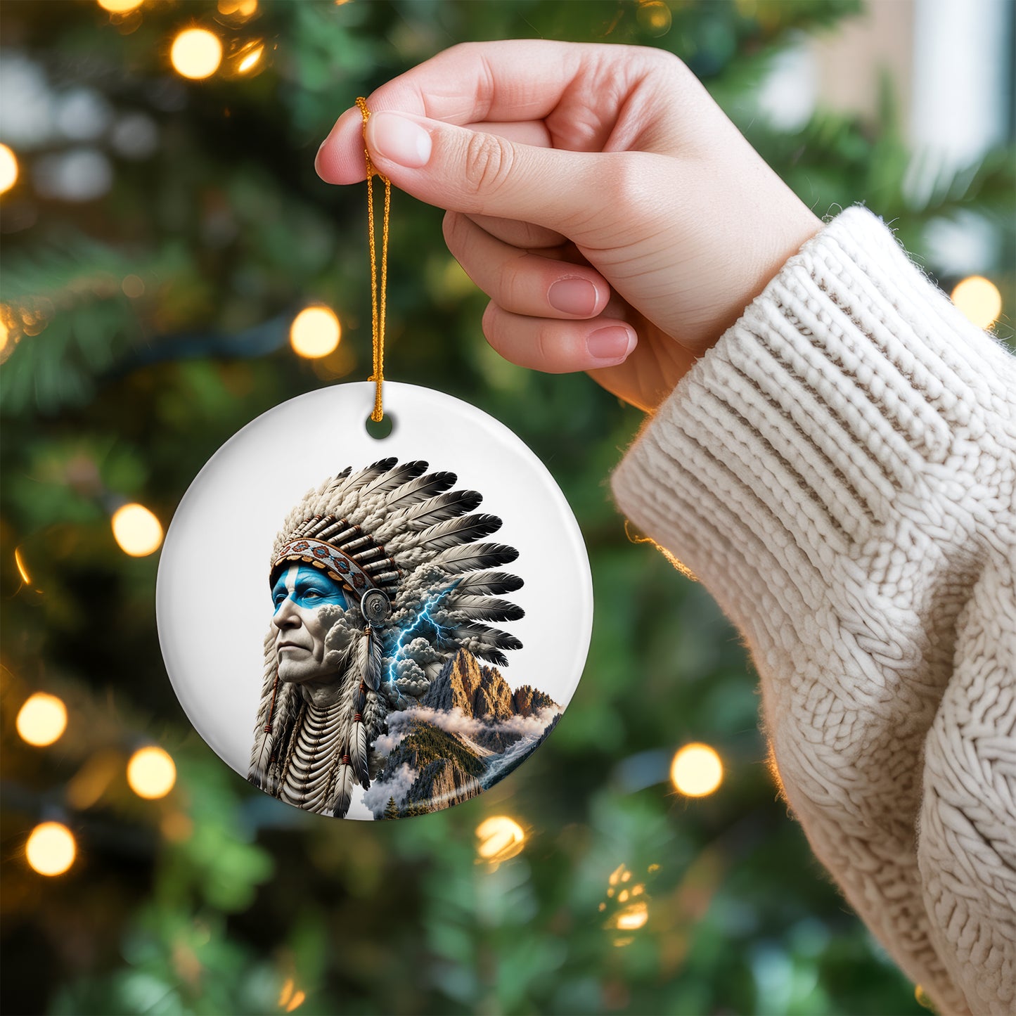 Echoes of Ancestral Land Native Christmas Ornament – Heritage-Inspired Mountain Holiday Decor