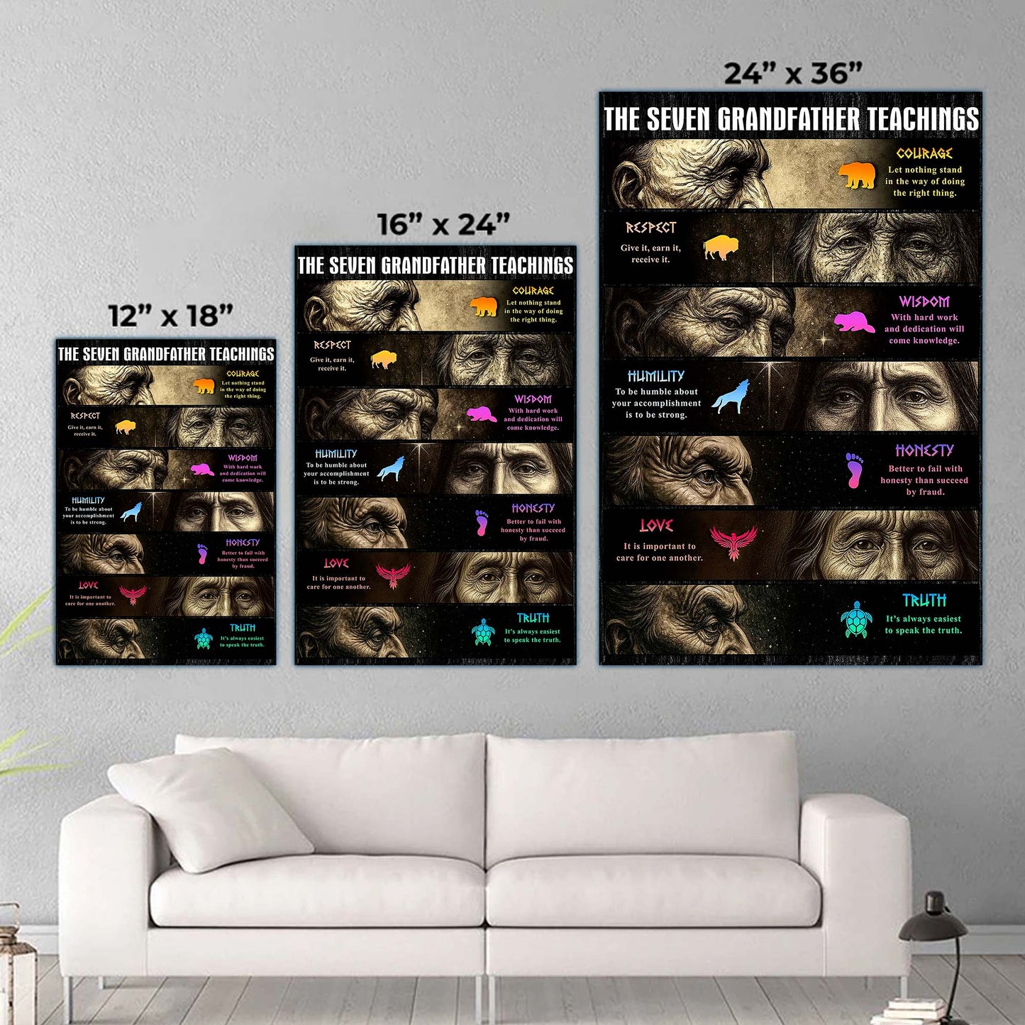 Native American Seven Grandfather Teachings - Indigenous Inspirational Poster/Canvas