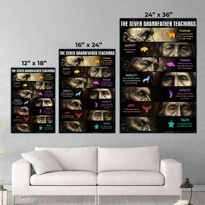 Native American Seven Grandfather Teachings - Indigenous Inspirational Poster/Canvas