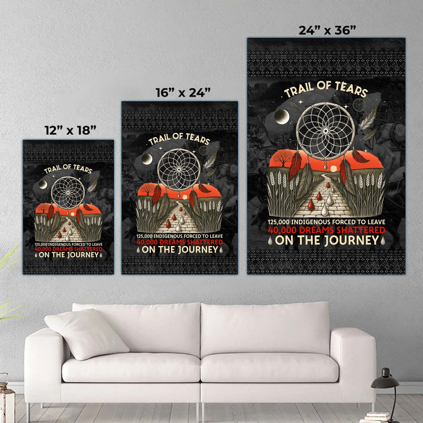 Trail Of Tears - 125000 Indigenous Forced To Leave 40000 Dreams Shattere Poster/Canvas