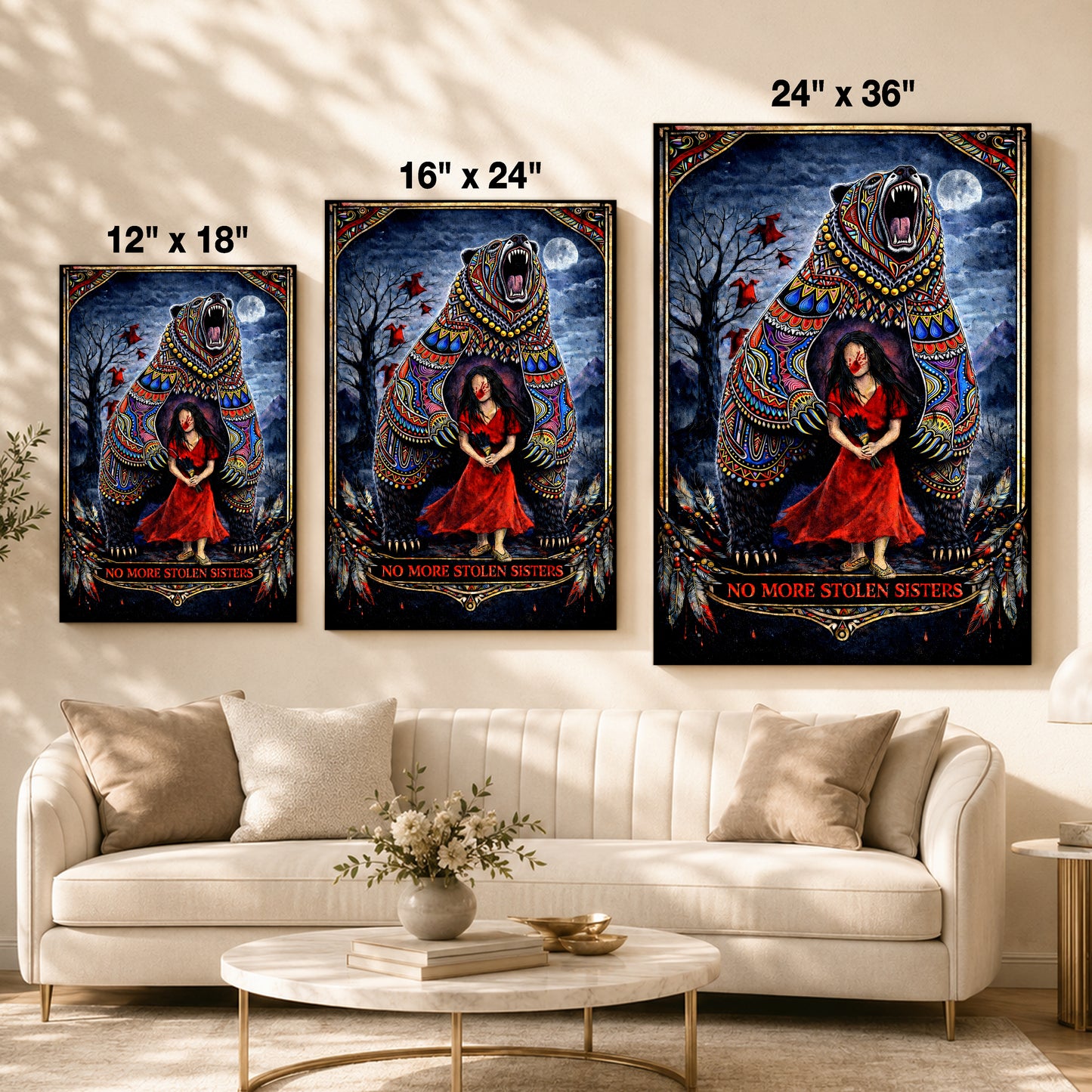 No More Stolen Sisters - Native American Bear & MMIW Awareness Art Poster/Canvas