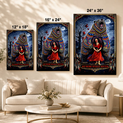 No More Stolen Sisters - Native American Bear & MMIW Awareness Art Poster/Canvas