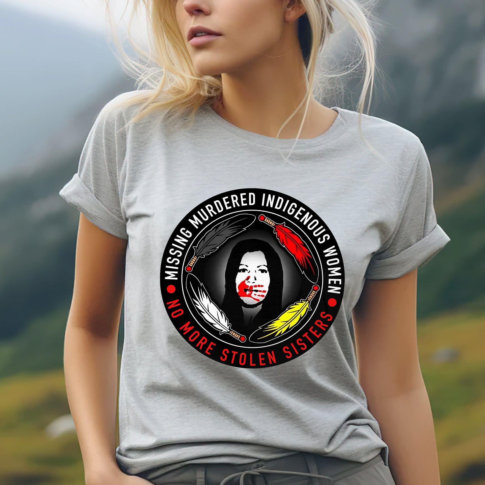 a woman wearing a t - shirt with a picture of a clown on it