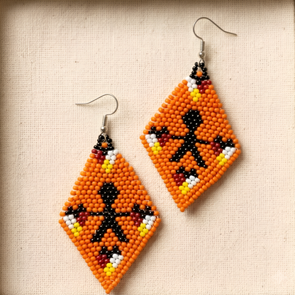 Orange Hope - Every Child Matters Beaded Fringe Earrings, Handmade Orange Seed Bead