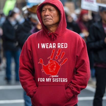MMIW I Wear Red for My Sisters Red Hand Unisex T-Shirt/T-Shirt V-Neck/Hoodie/Sweatshirt