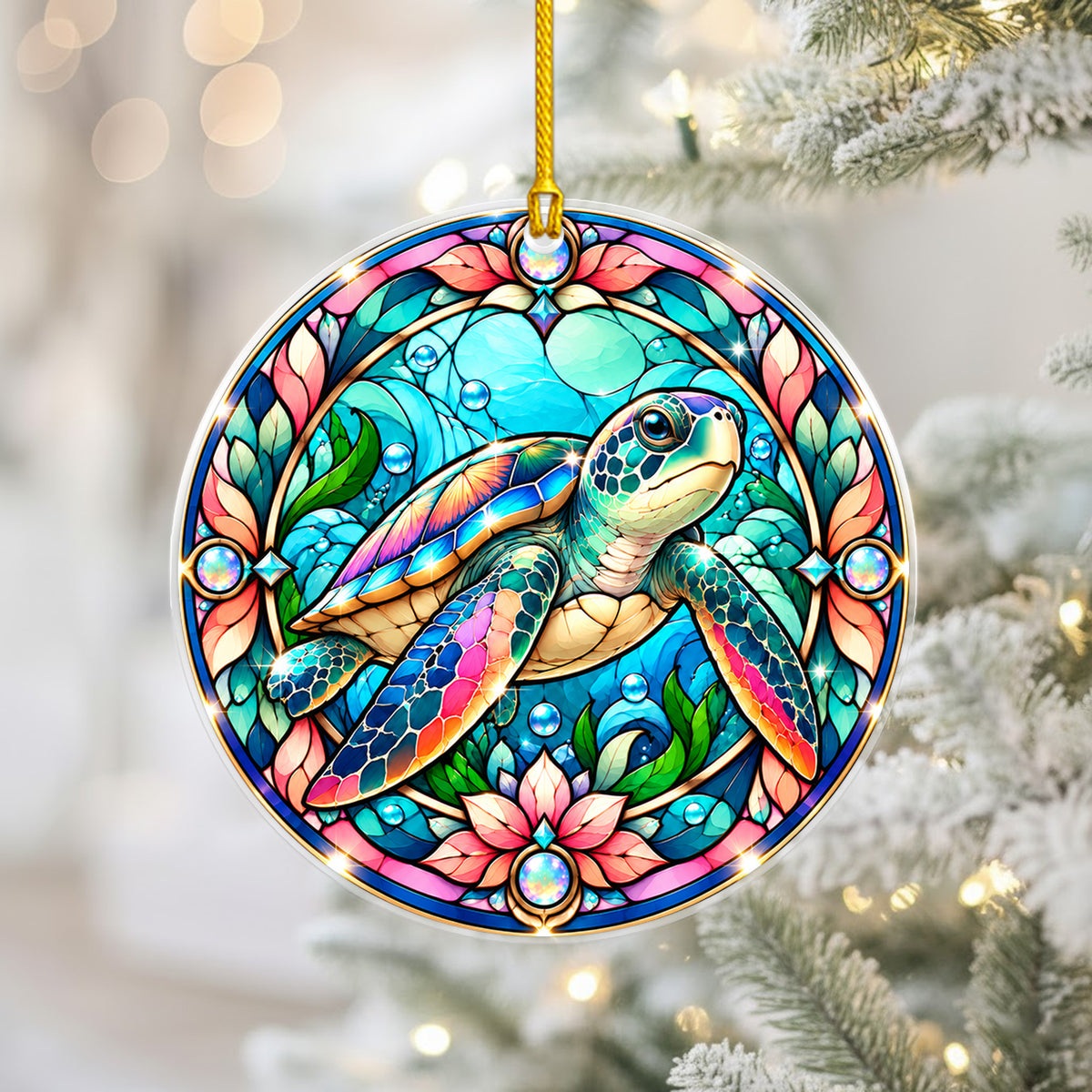 Turtle Acrylic Ornament Stained Glass Style Christmas Decor