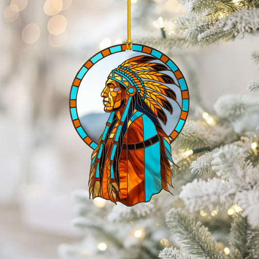 Native American Chief - Tribal Leader Faux Holiday Decor Flat Acrylic