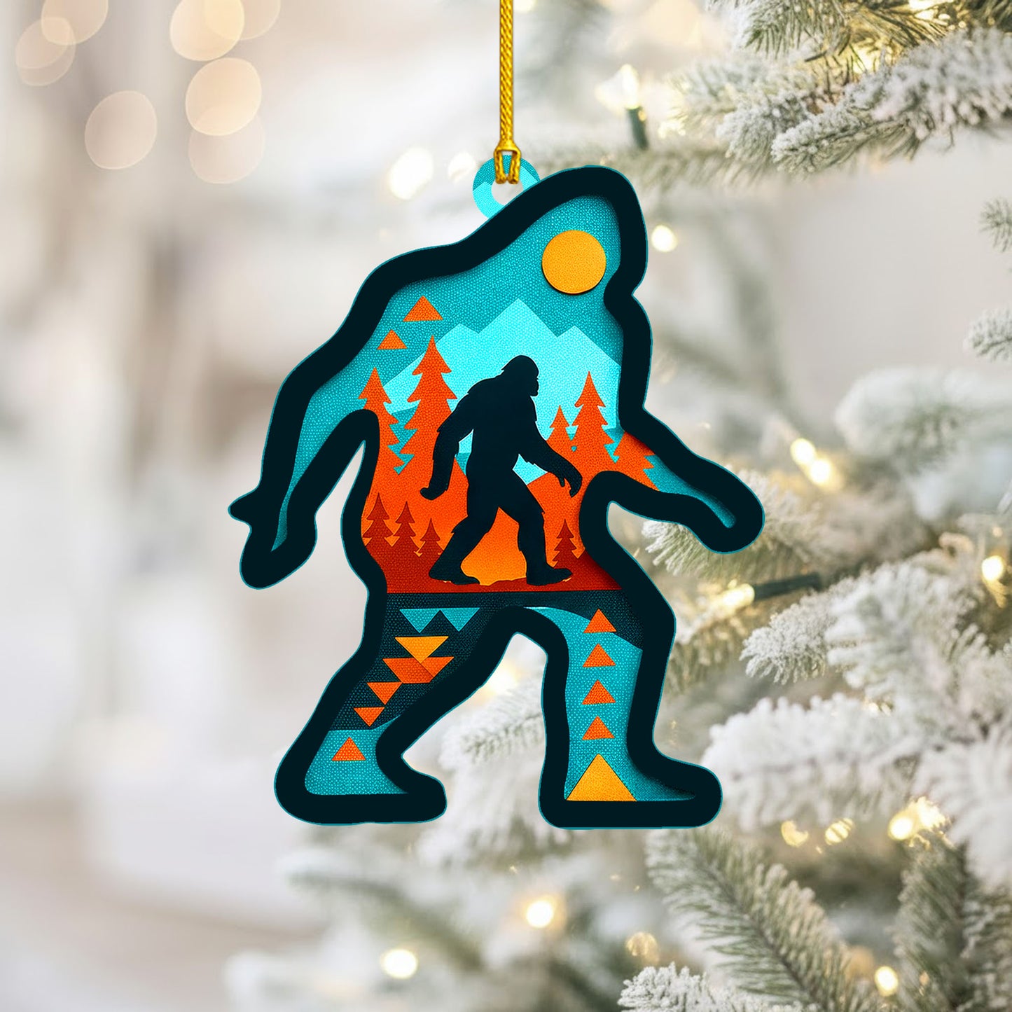 Bigfoot Ornament - Native American Inspired Holiday Decor in Flat Acrylic