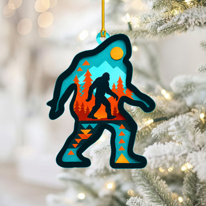 Bigfoot Ornament - Native American Inspired Holiday Decor in Flat Acrylic