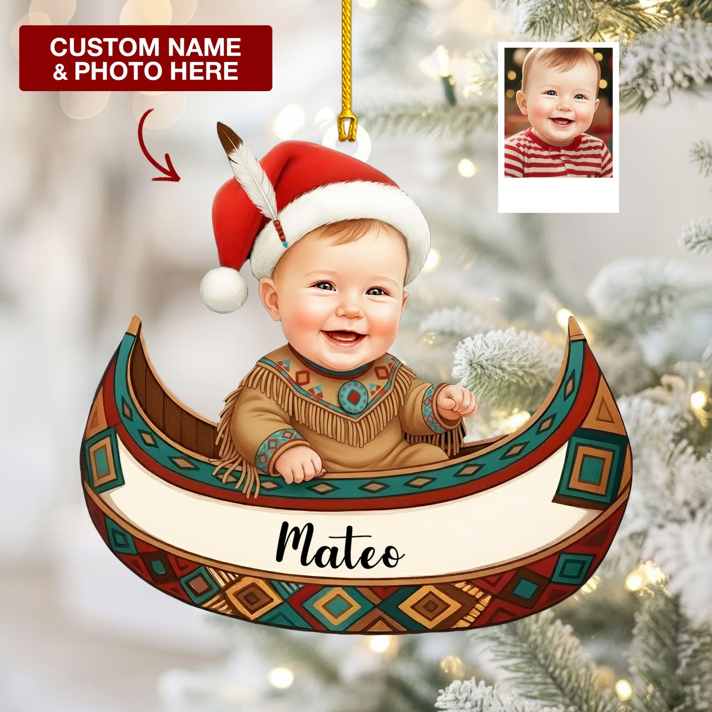 Custom Baby's First Christmas Ornament 2025 with Name & Photo - Personalized Decoration