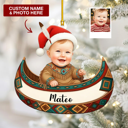 Custom Baby's First Christmas Ornament 2025 with Name & Photo - Personalized Decoration