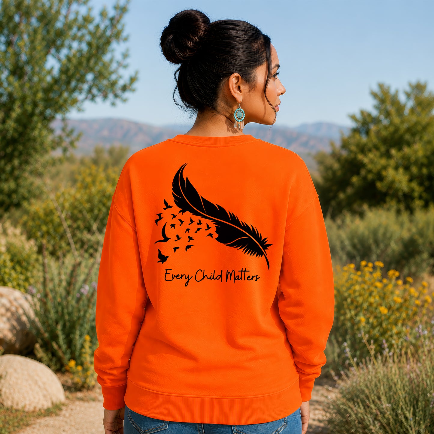 Every Child Matters Feather Flying Birds Design For Orange Shirt Day - Two sides - Unisex T-shirt/V-neck T-shirt/Hoodie/Sweatshirt