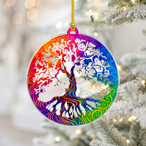 Tree of Life Acrylic Christmas Ornament Colorful Spiritual Holiday Tree Decoration Gift