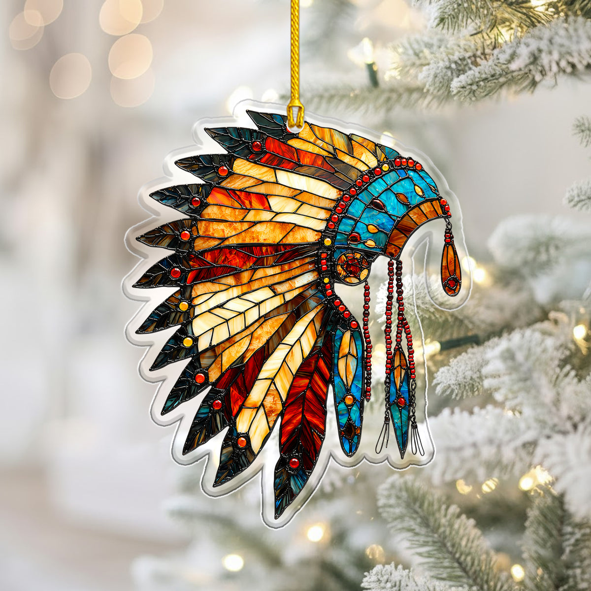 Stained Glass Feather Acrylic Ornament - Christmas Tree Decor