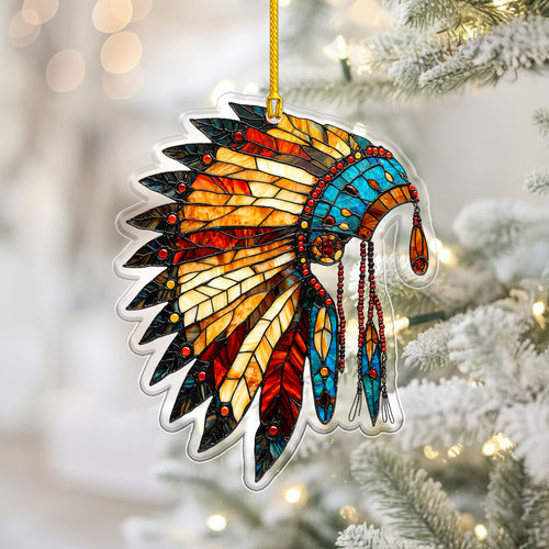 Stained Glass Feather Acrylic Ornament - Christmas Tree Decor