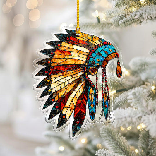Stained Glass Feather Acrylic Ornament - Christmas Tree Decor