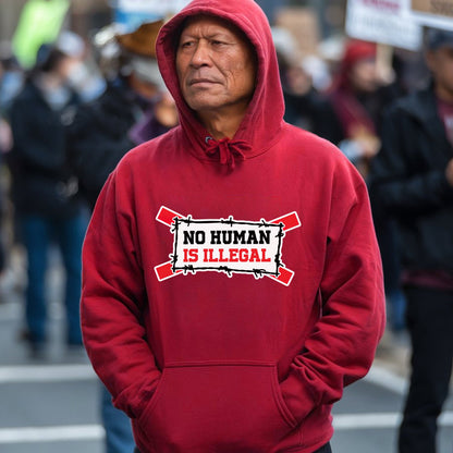 No Human Is Illegal Unisex T-shirt/T-shirt V-Neck/Hoodie/Sweatshirt - Empowerment for Immigrant Rights, Support for Human Dignity
