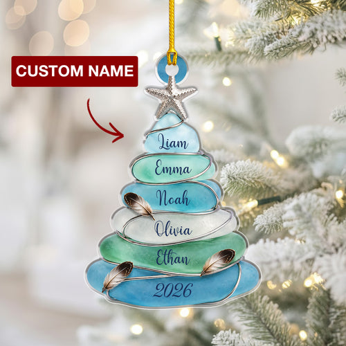 Personalized Family Tree Acrylic Ornament, Custom Names Christmas Keepsake Gift