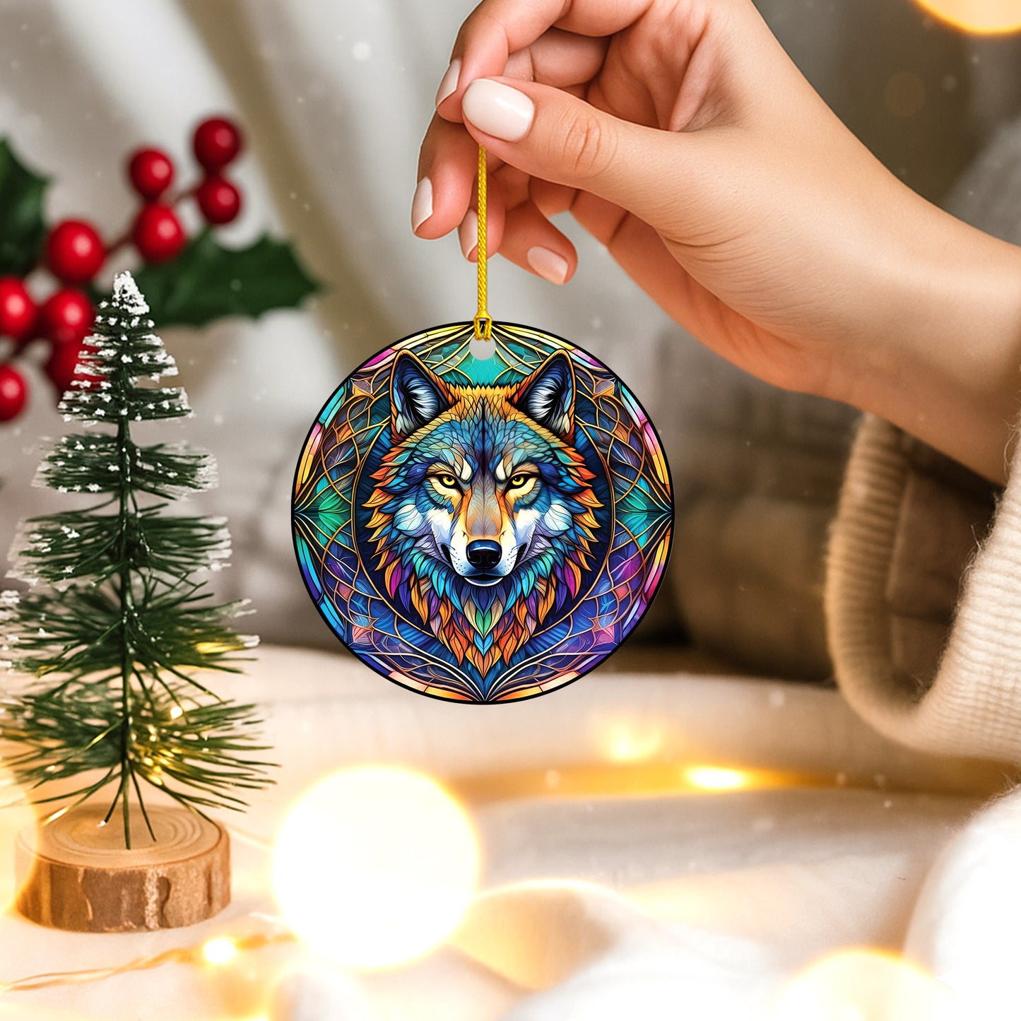Rainbow Wolf - Tribal Spirit Animal - Unique Christmas Gift Decor Flat Acrylic