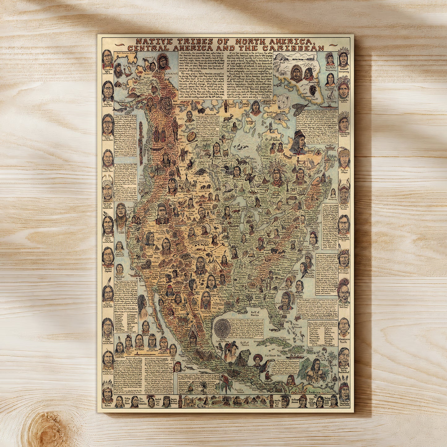 Native Tribes of North American central America and the Caribbean Maps Poster