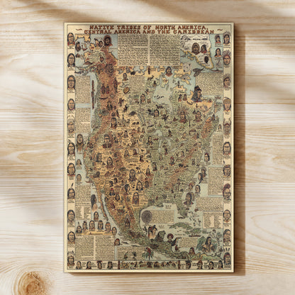 Native Tribes of North American central America and the Caribbean Maps Poster