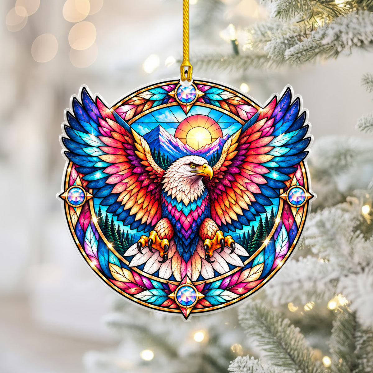 Eagle Acrylic Ornament Stained Glass Style Christmas Decor