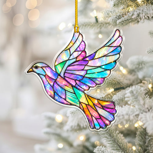 Stained Glass Hummingbird Acrylic Ornament - Colorful Holiday Decor