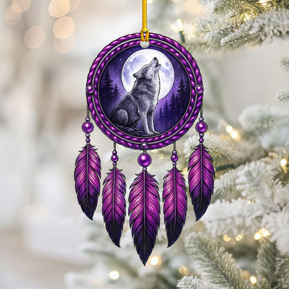 Howling Wolf - Purple Dreamcatcher Moon - Unique Christmas Gift Decor Flat Acrylic