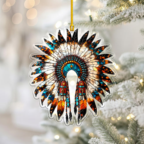 Feather Headdress Acrylic Christmas Ornament - Holiday Decor
