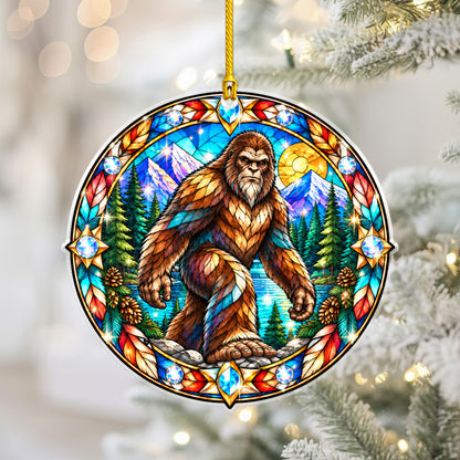Bigfoot Acrylic Ornament Stained Glass Style Christmas Decor