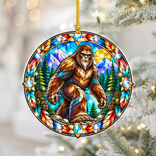 Bigfoot Acrylic Ornament Stained Glass Style Christmas Decor