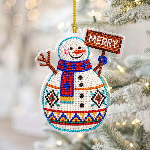 Beaded Style Snowman Acrylic Christmas Ornament, Holiday Gift