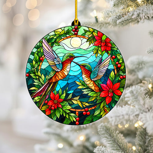Native Hummingbird Stained Glass Acrylic Christmas Ornament