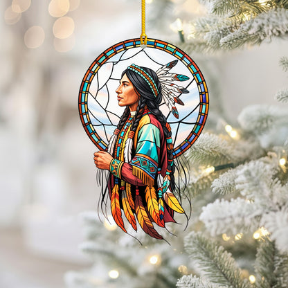 Native American Woman - Tribal Heritage Christmas Decor Flat Acrylic