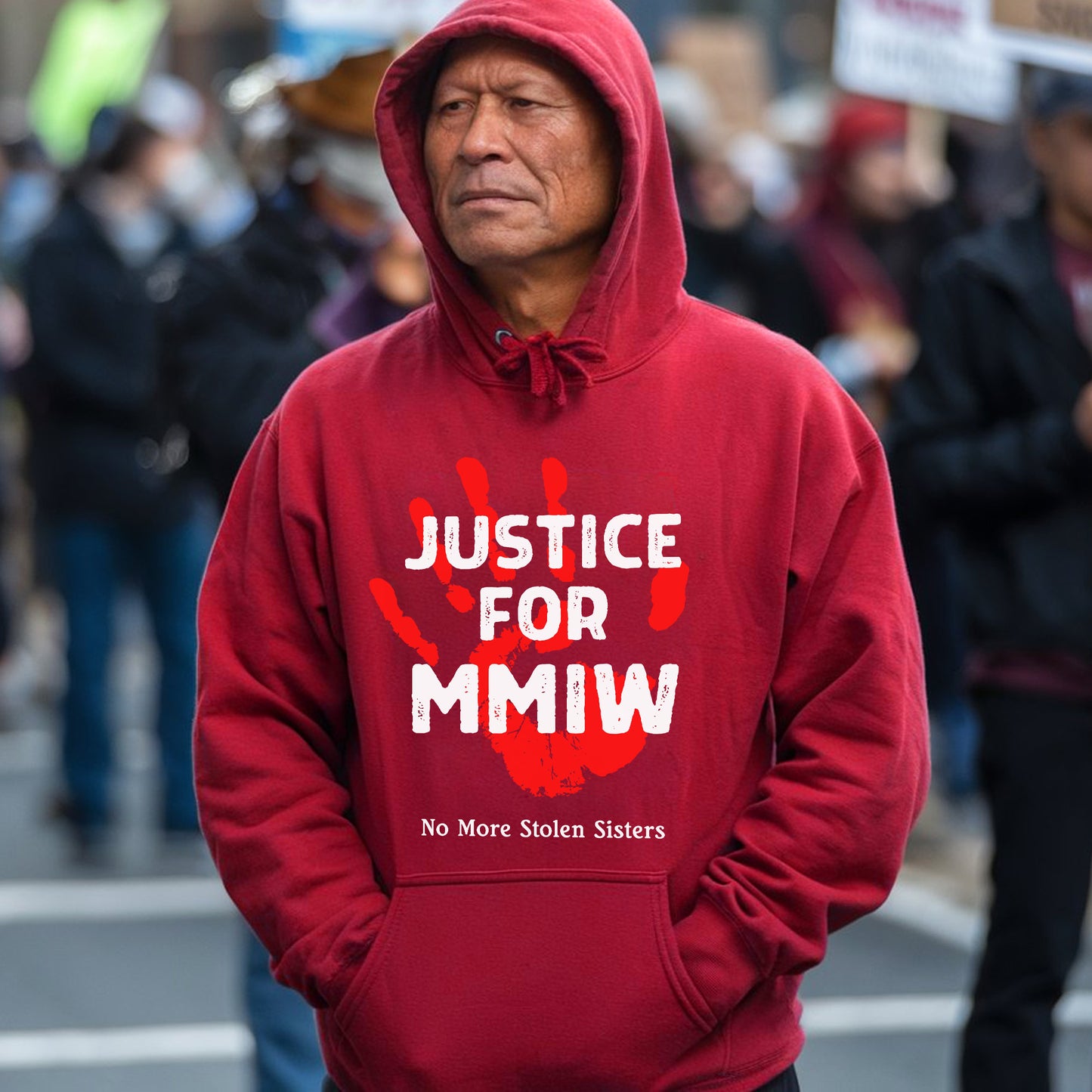Justice for MMIW No More Stolen Sisters Red Hand Unisex T-Shirt/T-Shirt V-Neck/Hoodie/Sweatshirt