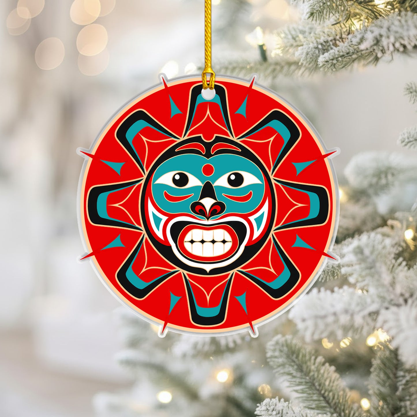 Sun Spirit Acrylic Ornament, Indigenous Inspired Art, Meaningful Holiday Decor