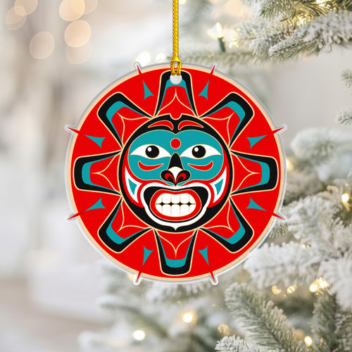 Sun Spirit Acrylic Ornament, Indigenous Inspired Art, Meaningful Holiday Decor