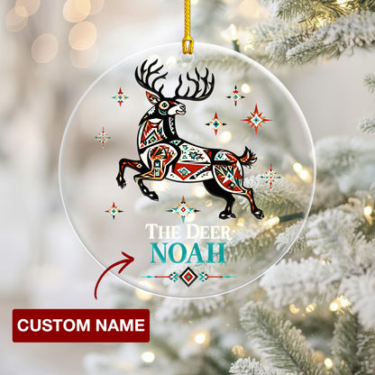 Personalized Deer Acrylic Ornament, Indigenous Inspired Animal Art, Custom Name Gift