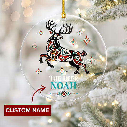 Personalized Deer Acrylic Ornament, Indigenous Inspired Animal Art, Custom Name Gift